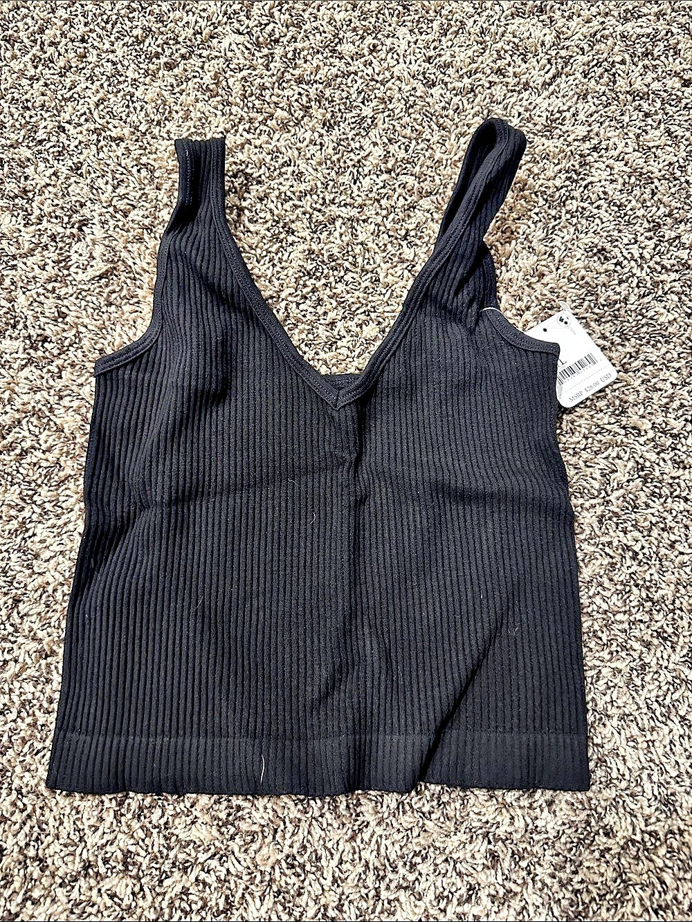 intimately Black Ribbed Tank Top Size Medium/Large NWT